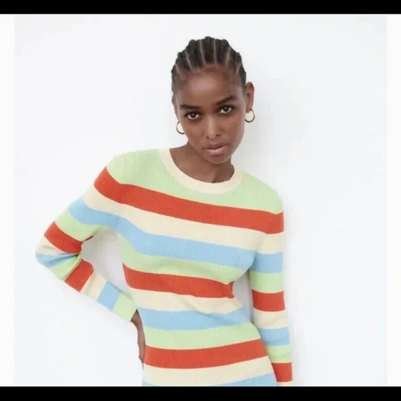 Zara Striped Sweater Mini Dress - Picture 4 of 7